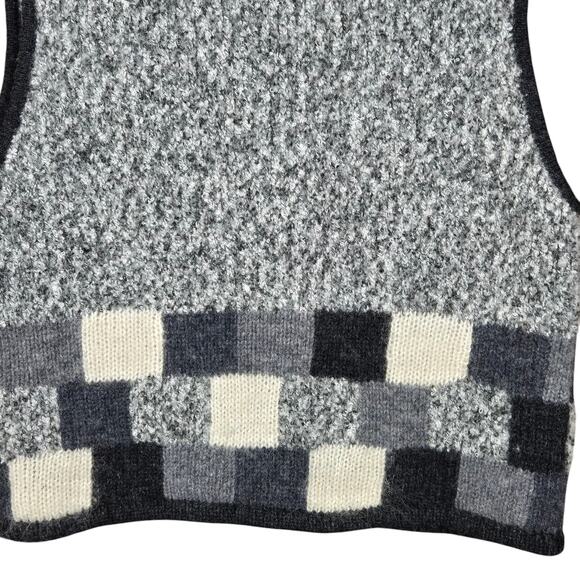 Vtg Portraits Northern Isles Sweater Vest Womens Large Wool Colorblock Graphite - Picture 7 of 9